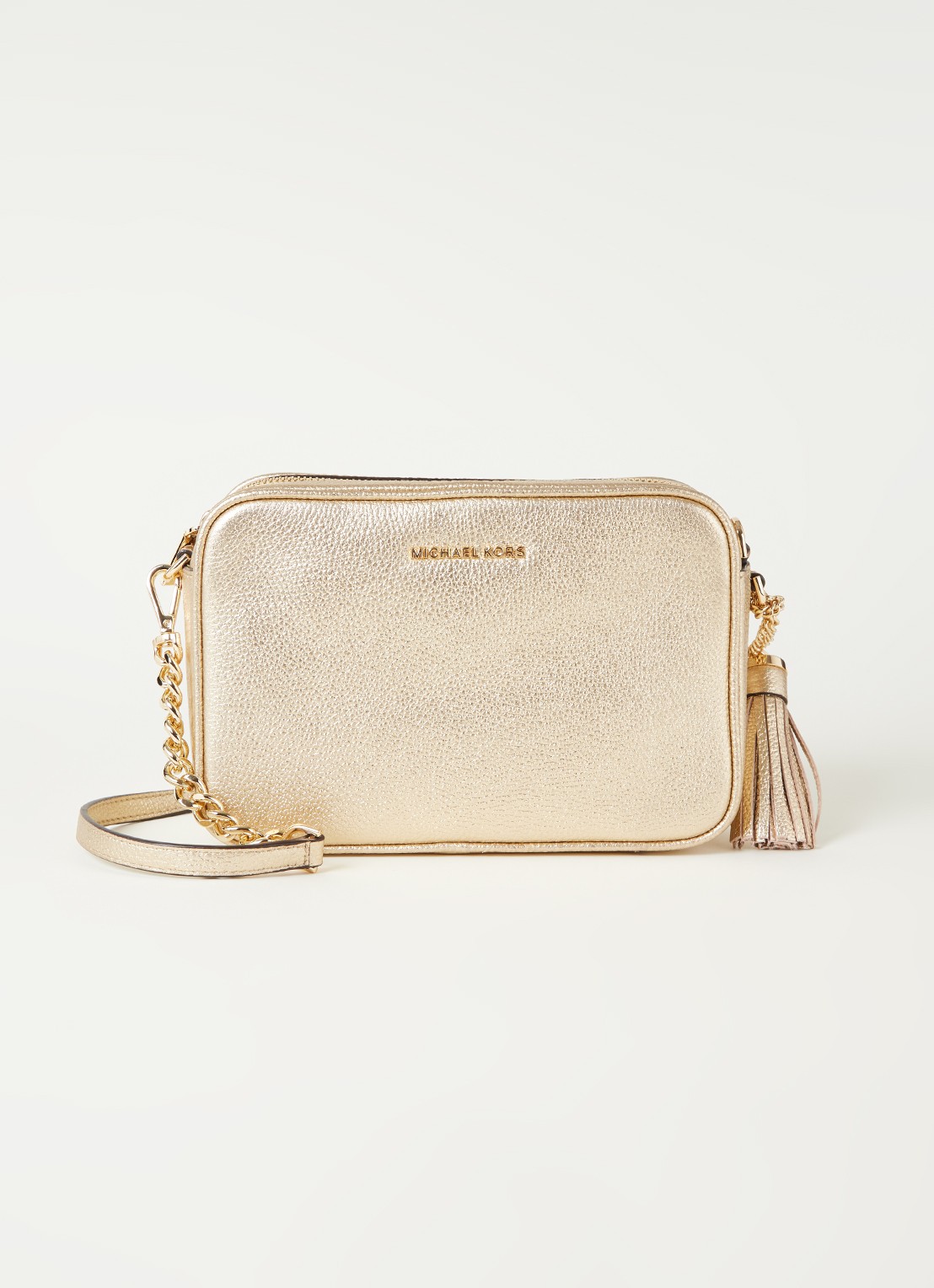 Michael Kors Ginny crossbodytas van leer - voorkant 2 goud