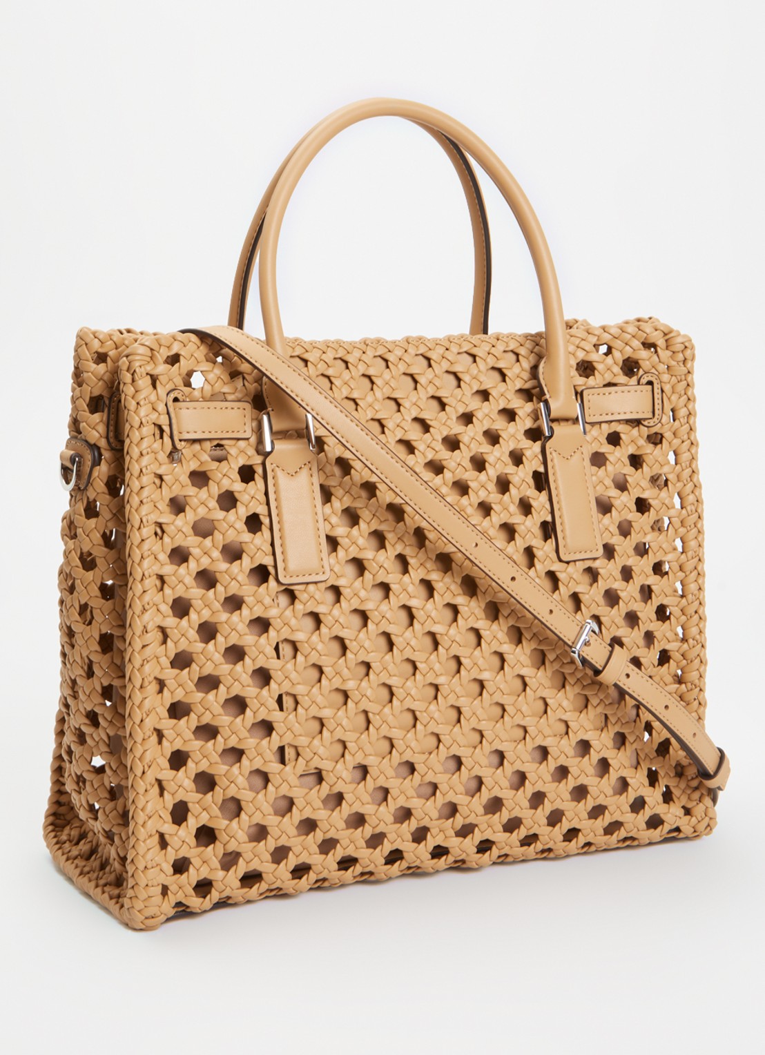 Michael Kors Hamilton handtas met afneembare schouderriem - achterkant 5 beige