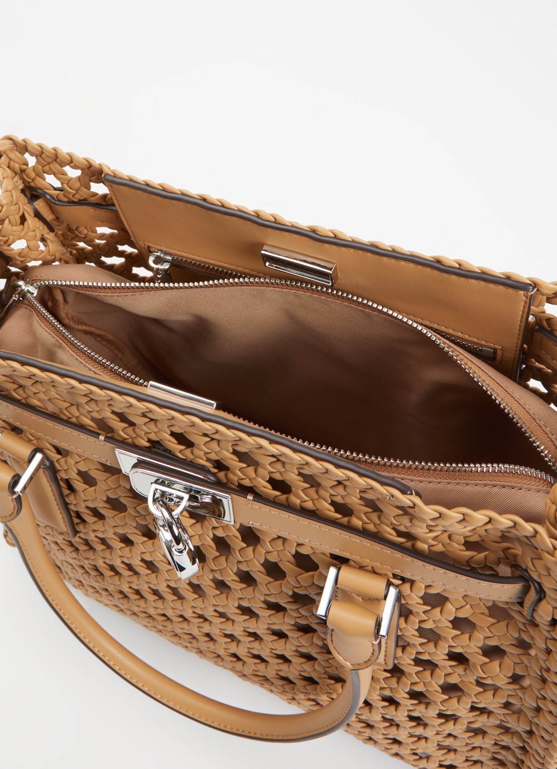 Michael Kors Hamilton handtas met afneembare schouderriem - detail beige