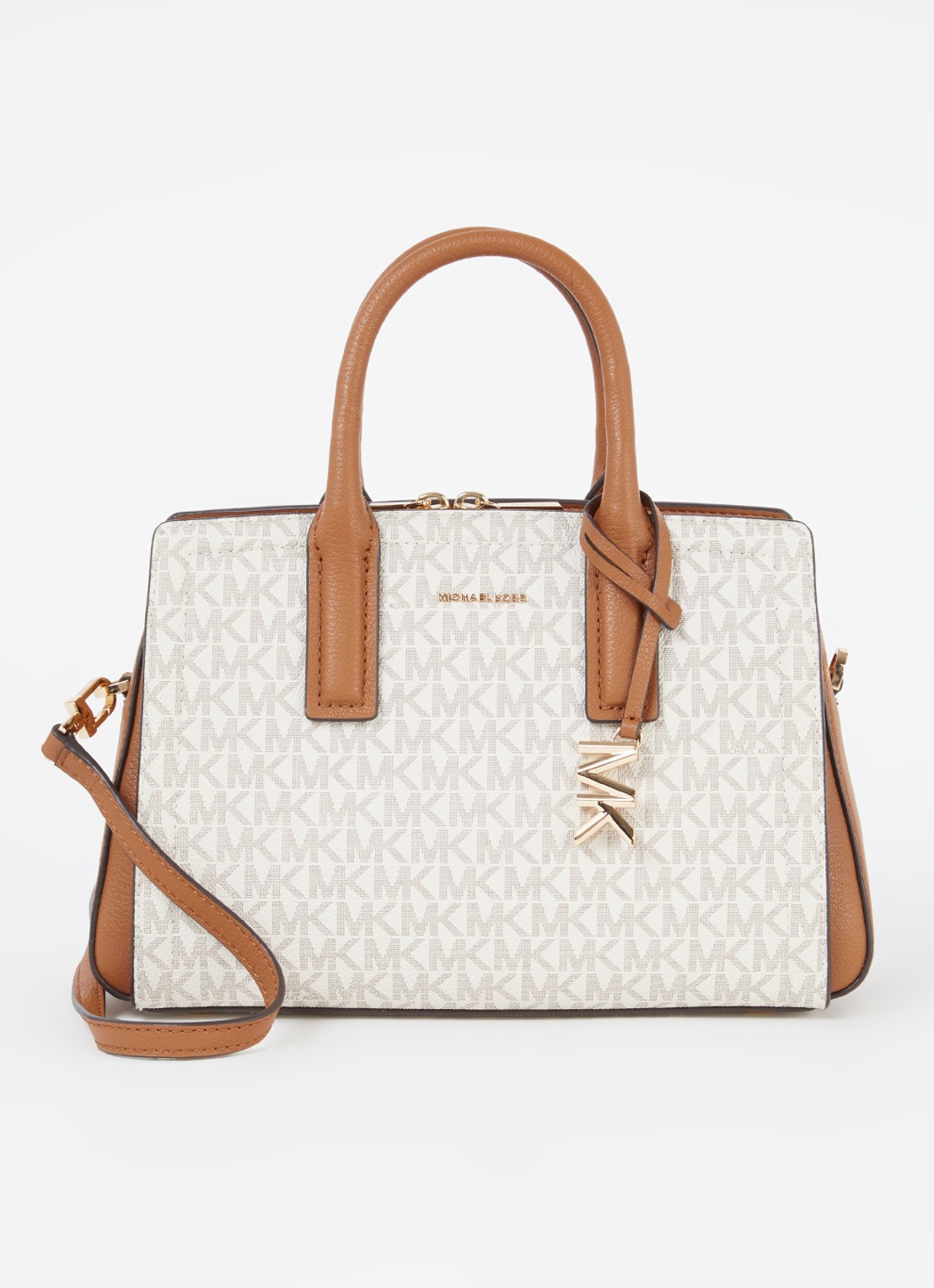 Michael Kors Handtas met logoprint en afneembare schouderriem - voorkant 4 cognac