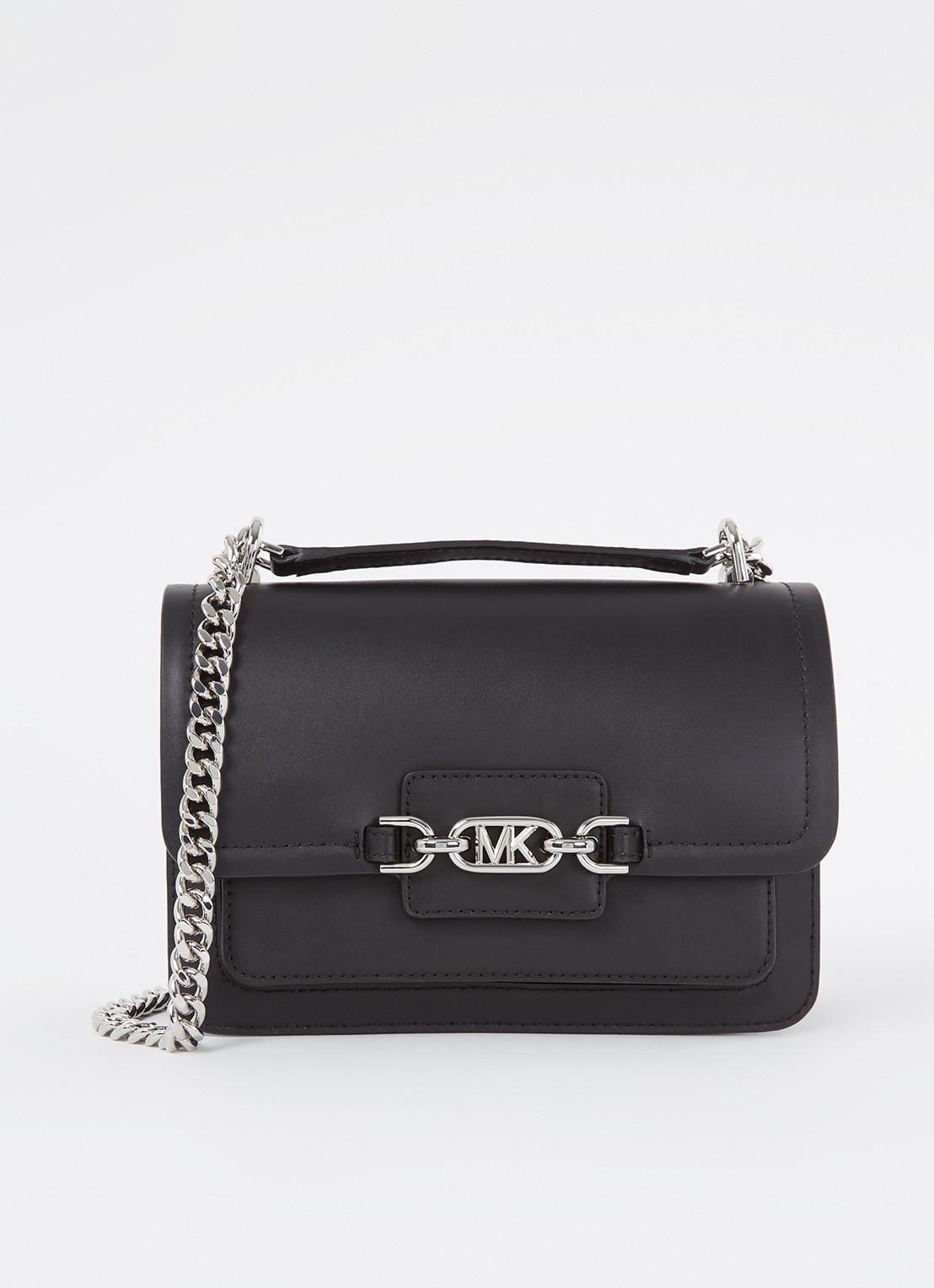 Michael Kors Heather Large schoudertas met logoprint - voorkant 3 diepzwart