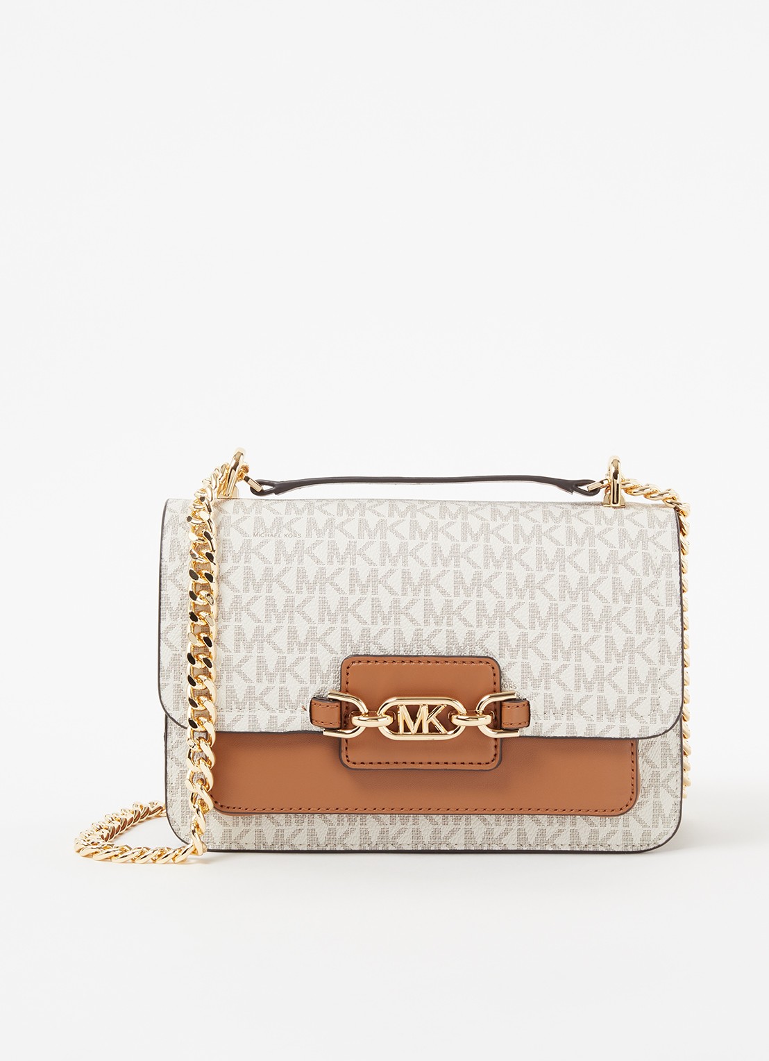 Michael Kors Heather Large schoudertas met logoprint - voorkant beige