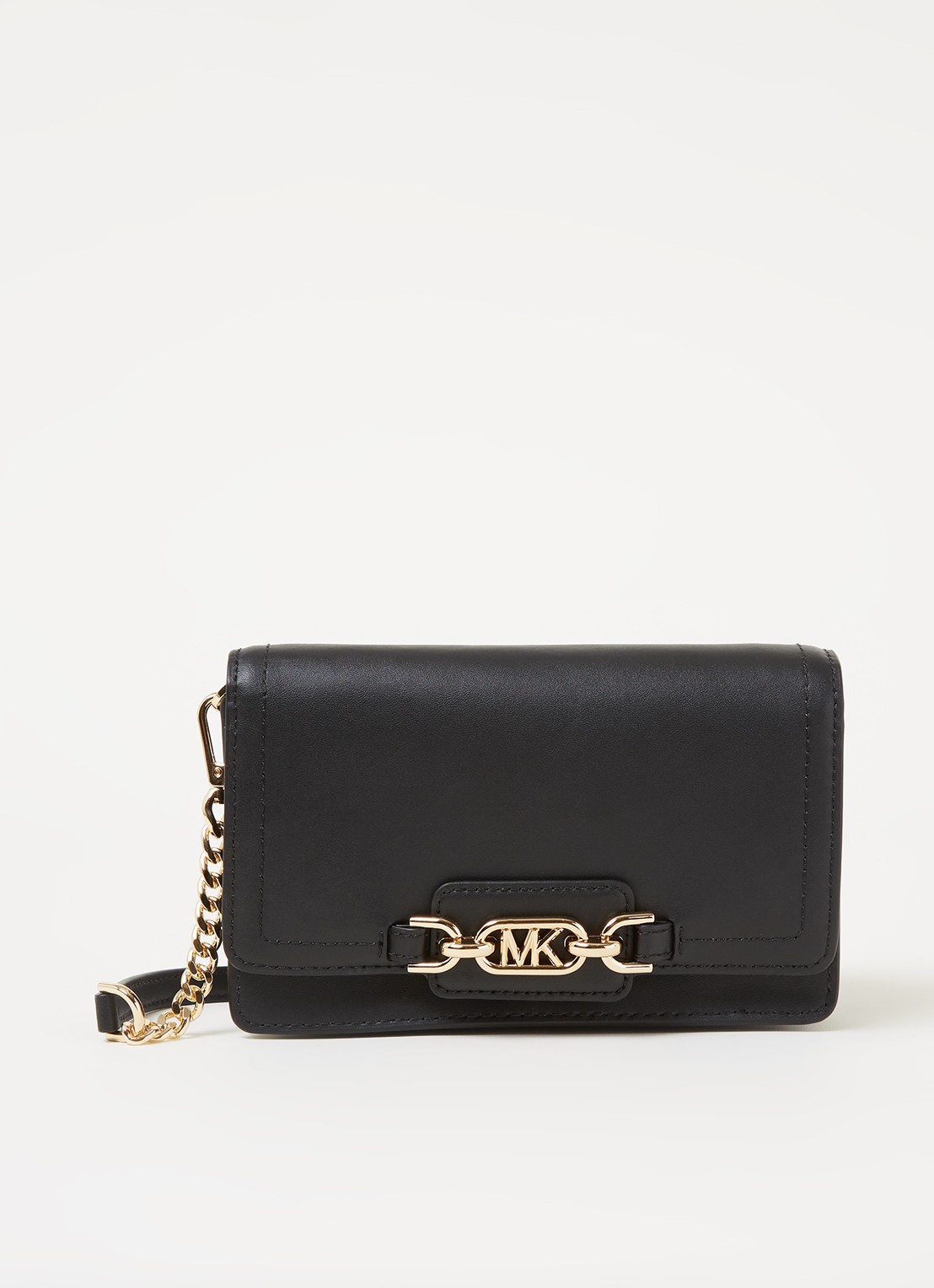 Michael Kors Heather Small crossbody portemonnee van leer - voorkant 4 zwart