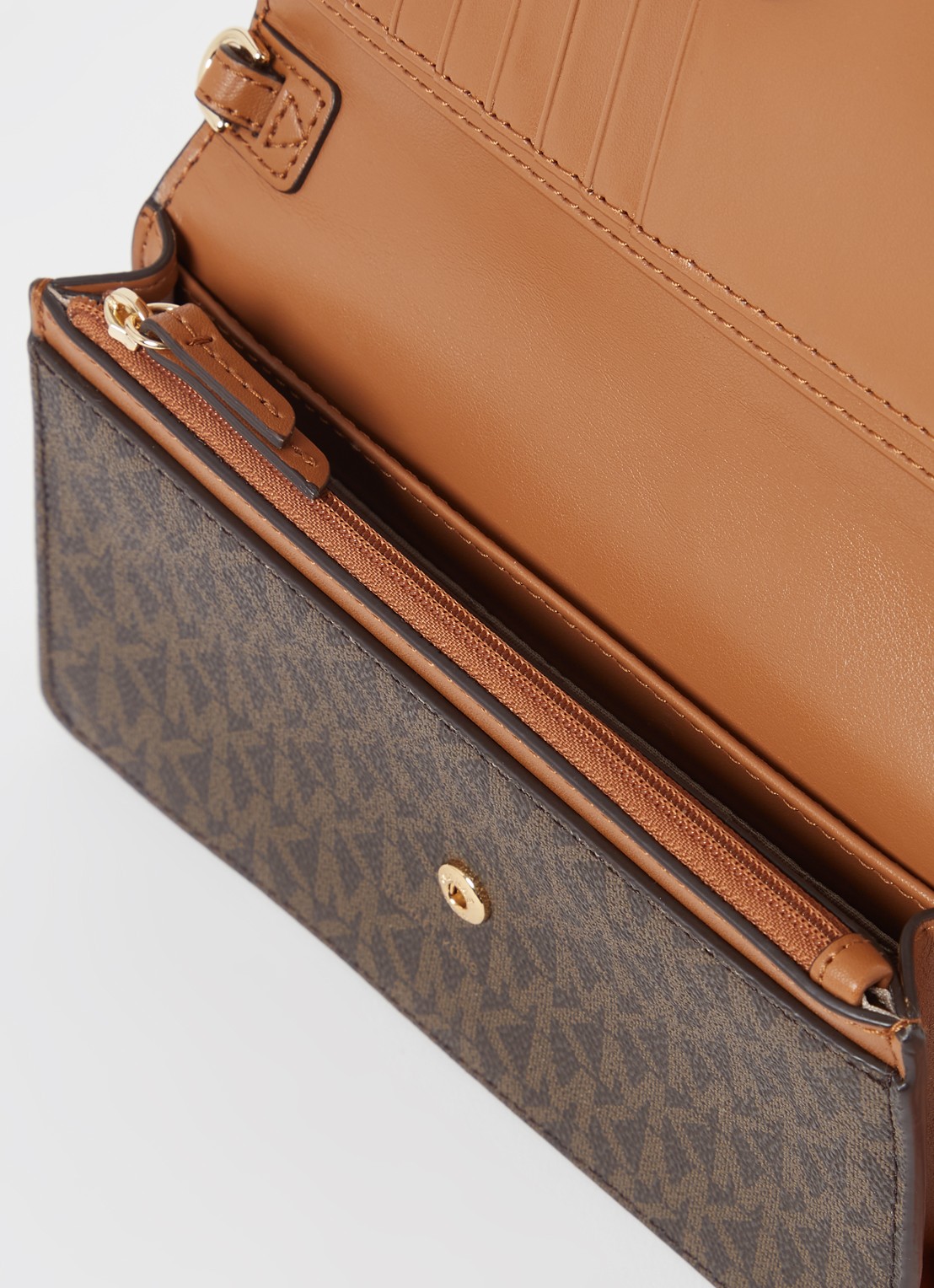 Michael Kors Heather Small crossbody portemonnee van leer - detail 3 bruin