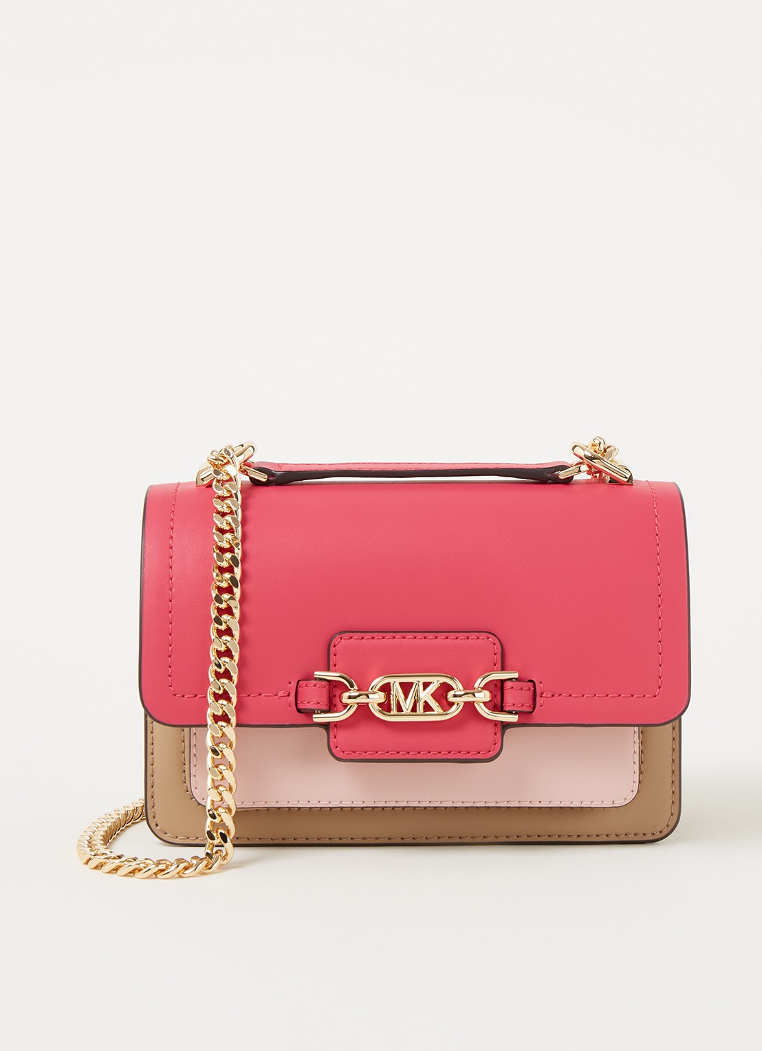 Michael Kors Heather XS schoudertas van leer - voorkant 3 roze