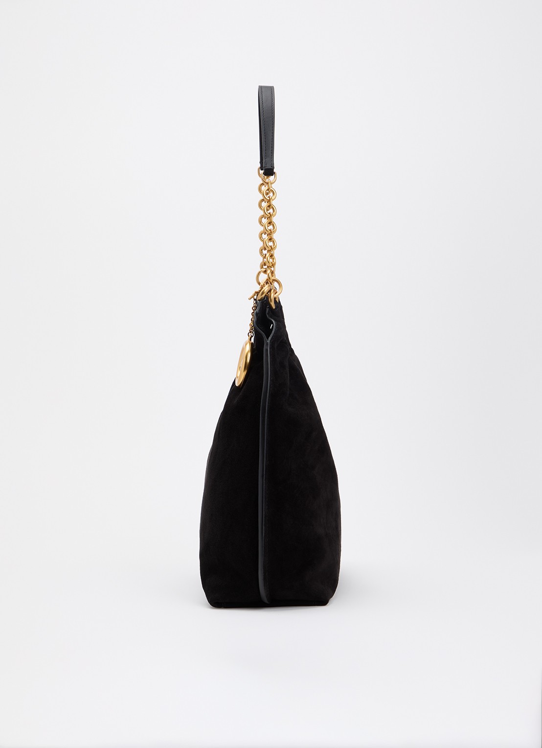 Michael Kors Indie schoudertas van suéde met kettingdetail  - detail 2 zwart