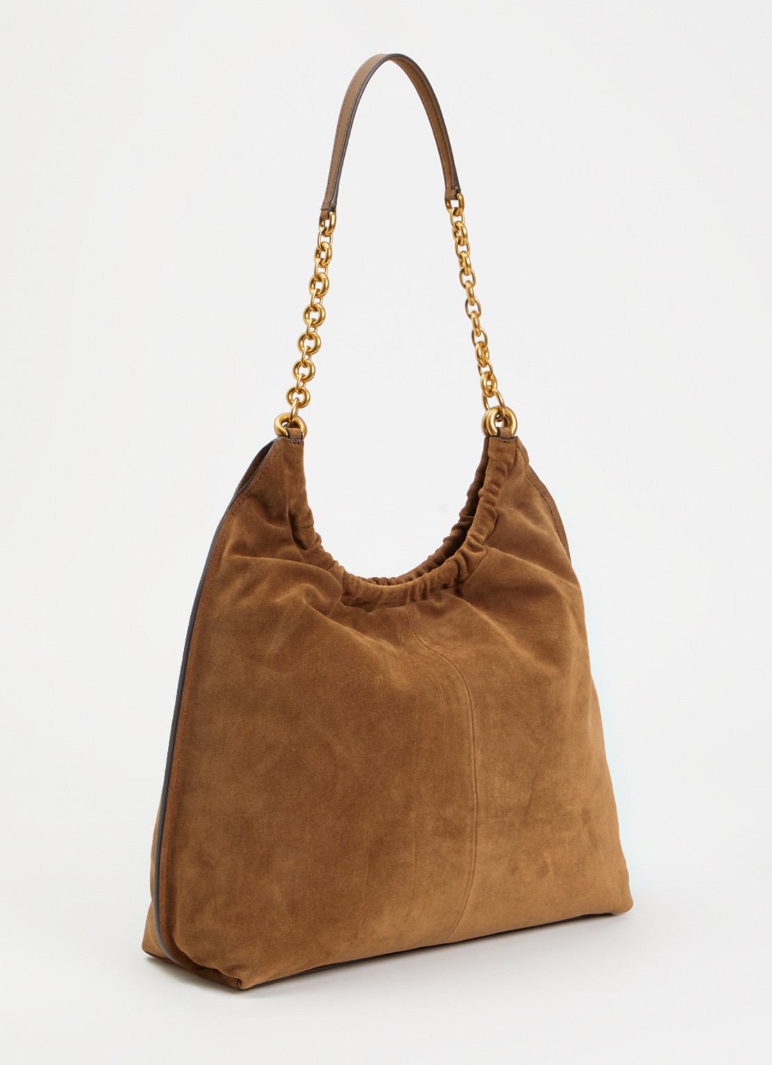 Michael Kors Indie schoudertas van suède  - achterkant 3 roestbruin