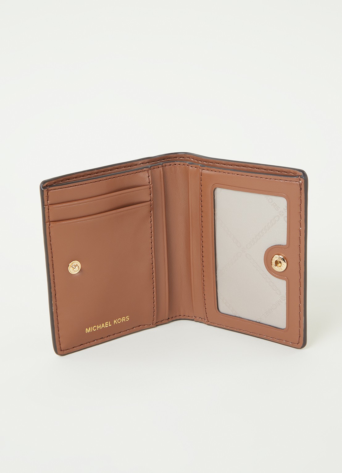 Michael Kors Izzy Small portemonnee van leer met logo - voorkant 2 cognac