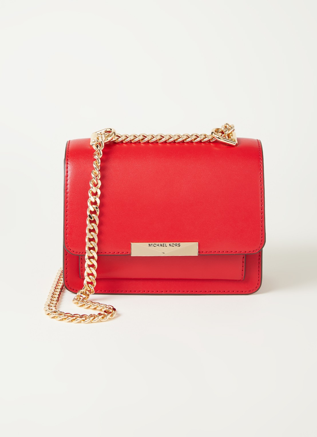Michael Kors Jade XS schoudertas van leer - voorkant vuurrood