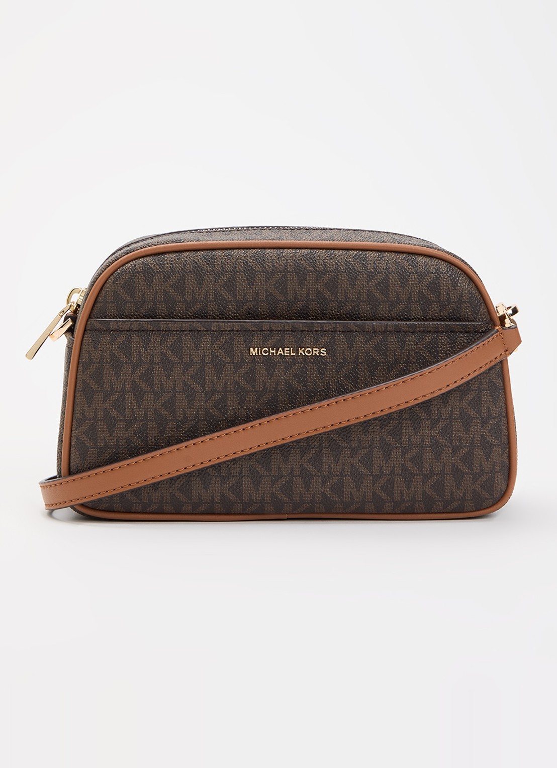 Michael Kors Jet Set crossbodytas met logoprint - voorkant 4 donkerbruin