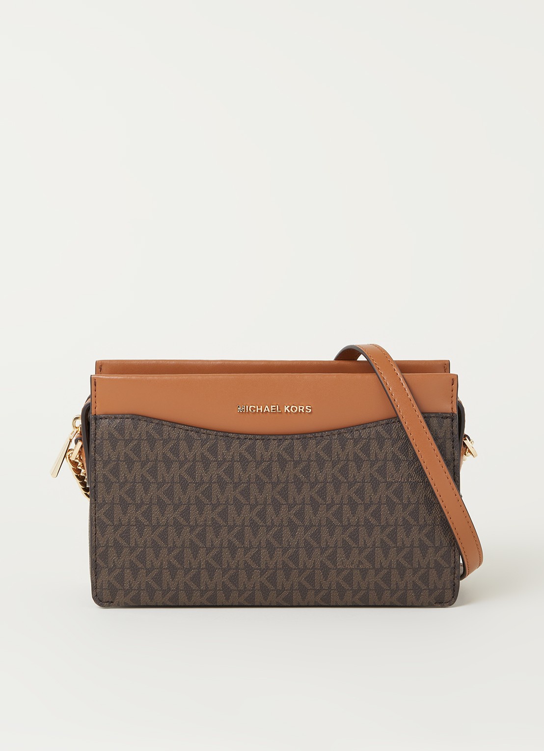 Michael Kors Jet Set Large crossbodytas met logoprint - voorkant bruin