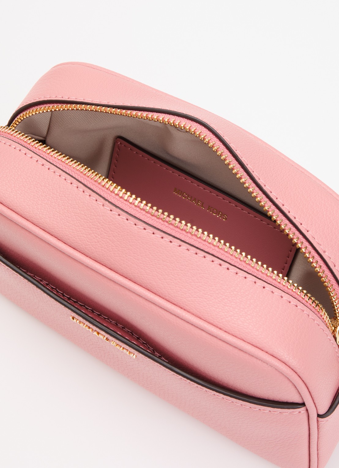Michael Kors Jet Set M crossbodytas van leer - detail lichtroze