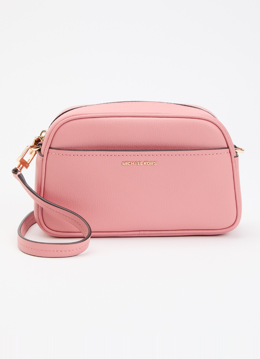 Michael Kors Jet Set M crossbodytas van leer - voorkant 4 lichtroze