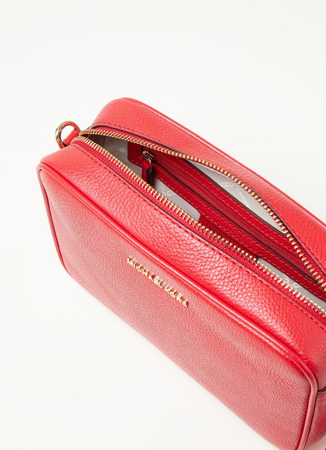 Michael Kors Jet Set Medium crossbodytas van leer - detail 3 vuurrood