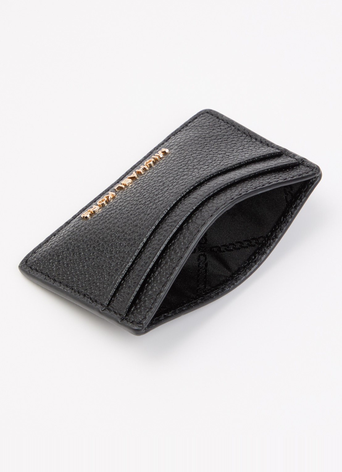 Michael Kors Jet set pasjeshouder met logo en structuur - voorkant 2 zwart