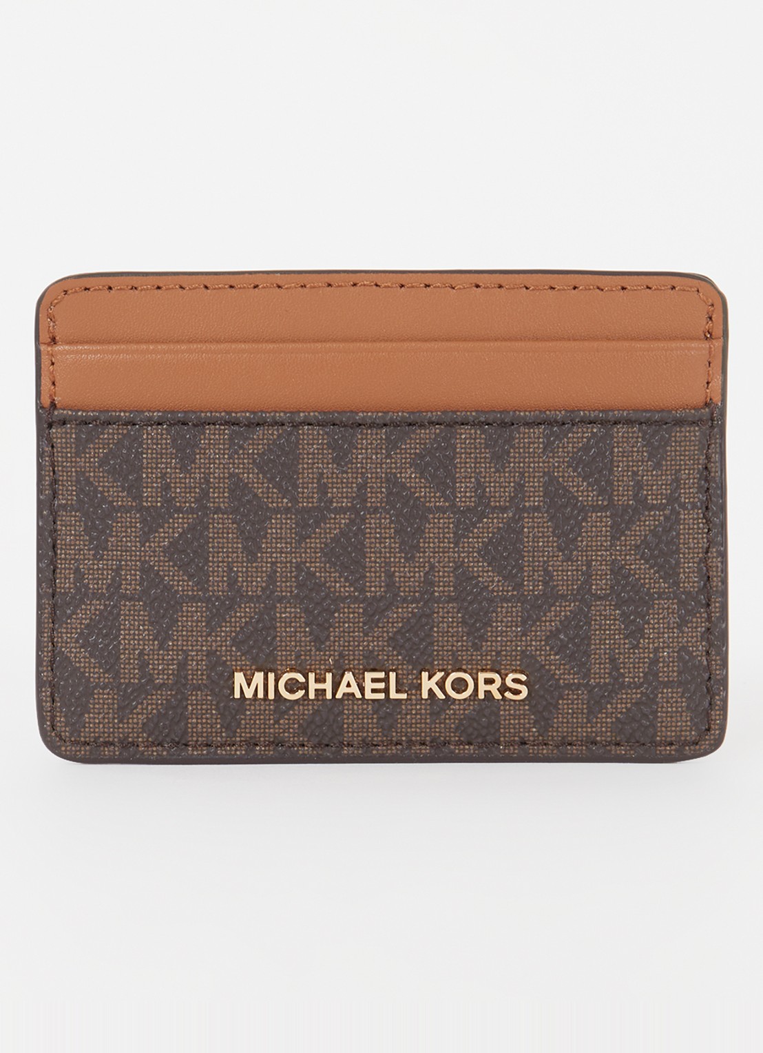 Michael Kors Jet Set pasjeshouder met logoprint - voorkant bruin