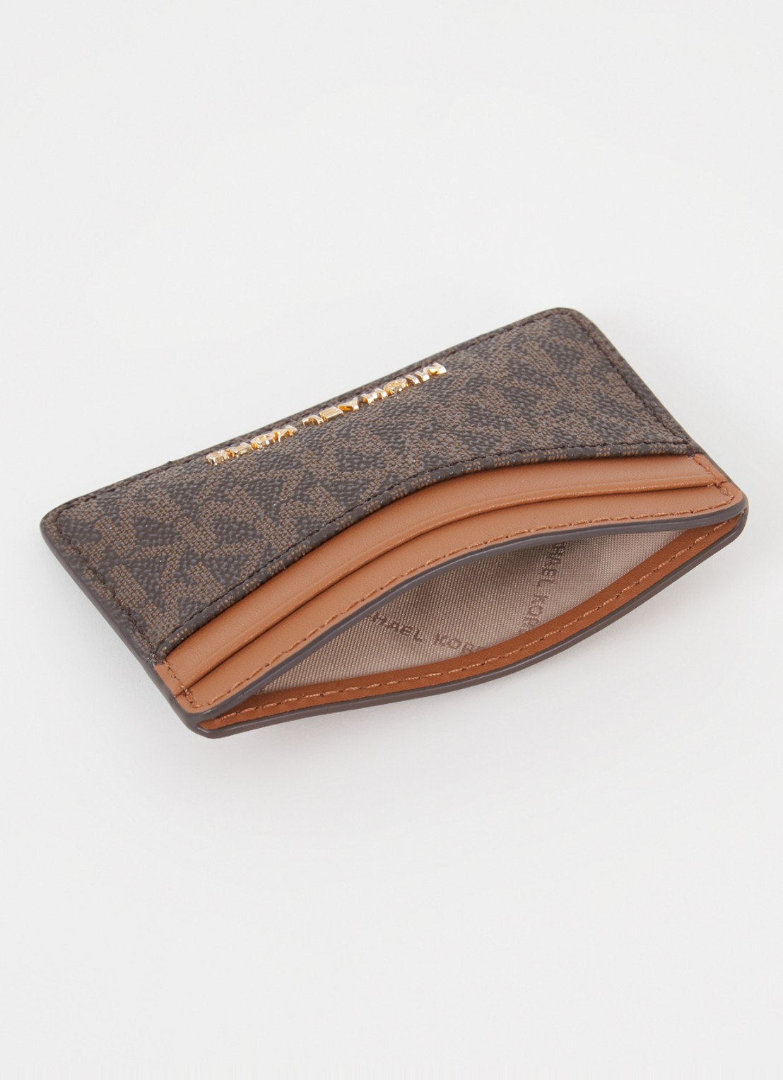 Michael Kors Jet Set pasjeshouder met logoprint - voorkant 2 bruin