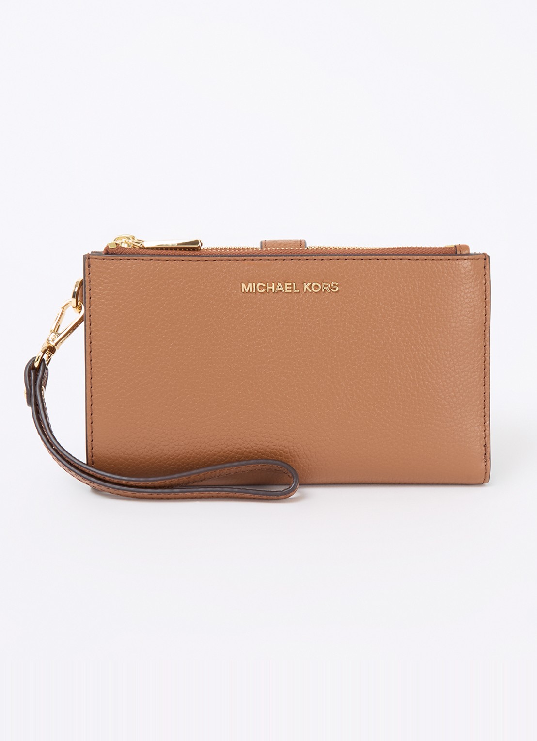 Michael Kors Jet Set paspoortetui met telefoonvak - voorkant cognac