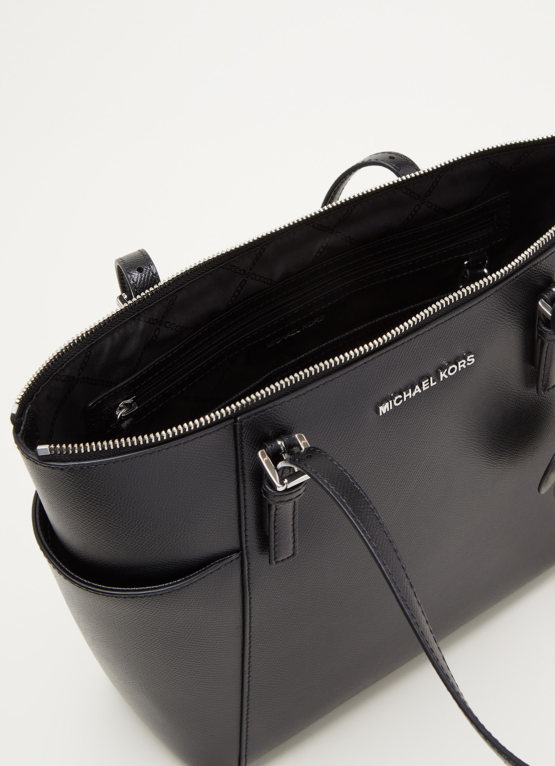 Michael Kors Jet Set schoudertas van leer - detail 2 zwart