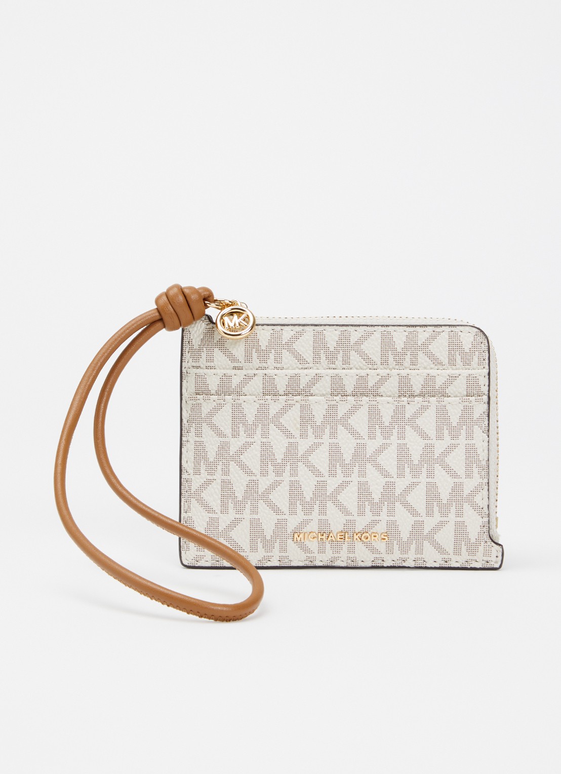 Michael Kors Jet Set Small pasjeshouder met logoprint - voorkant 2 beige