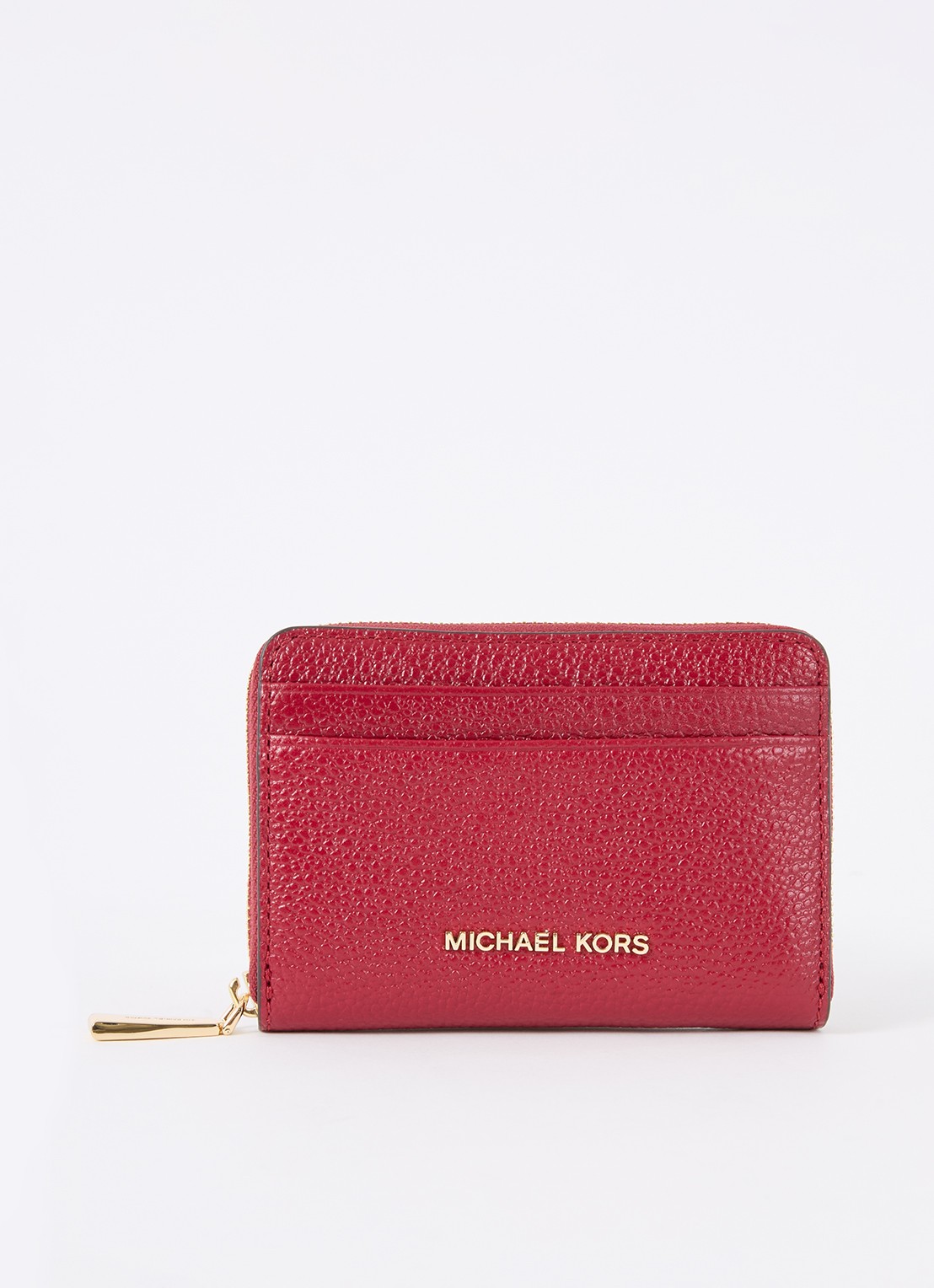 Michael Kors Jet Set Small portemonnee van leer - voorkant cranberryrood