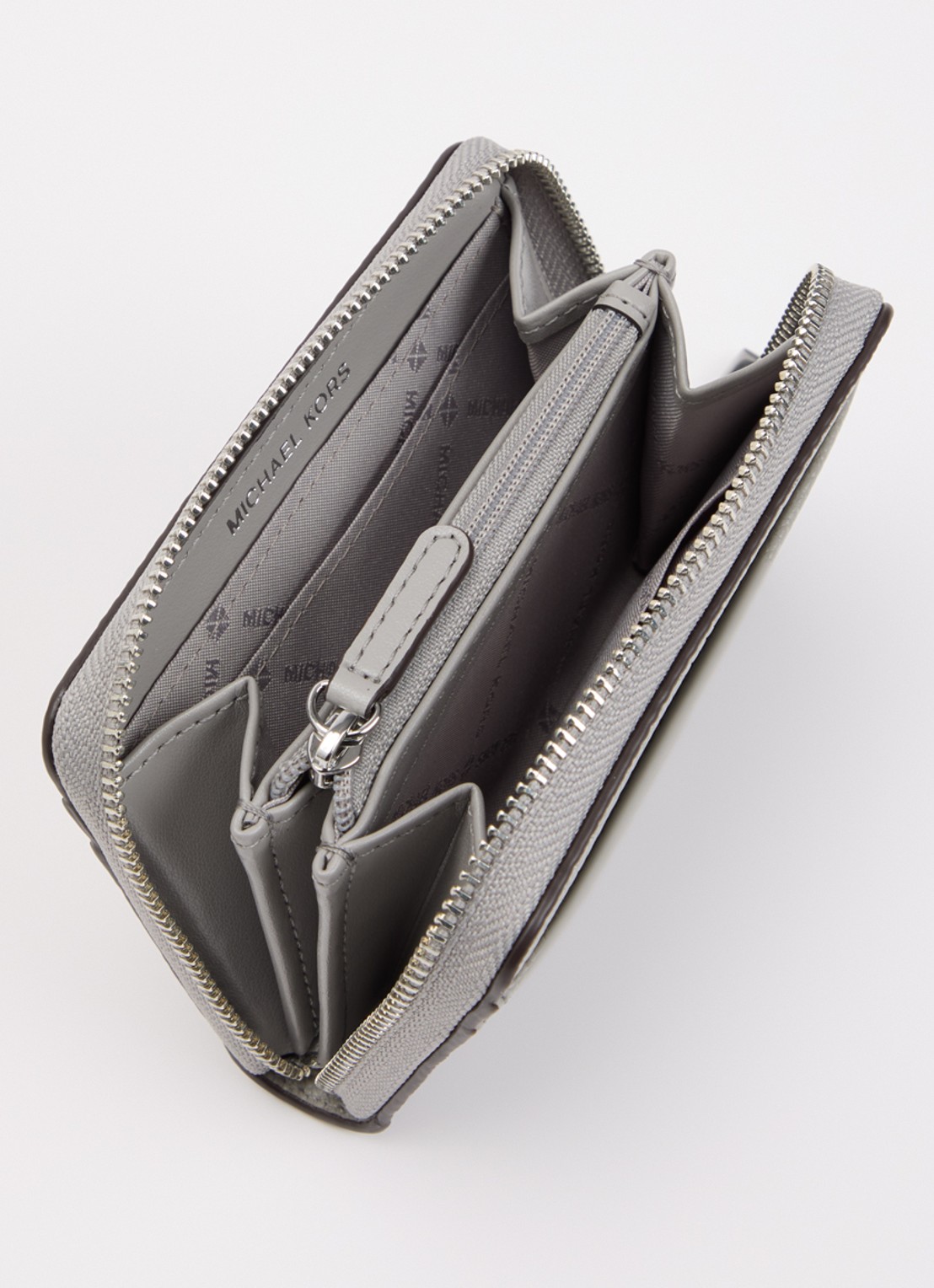 Michael Kors Jet Set Small portemonnee van leer - voorkant 3 grijs