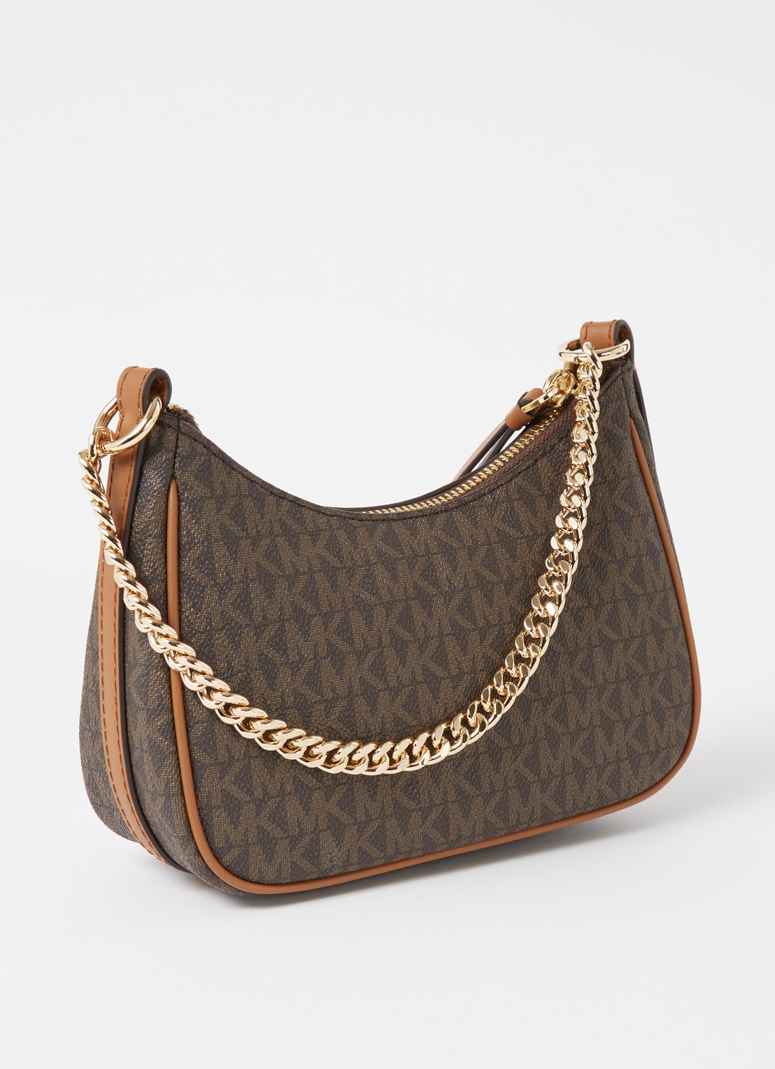 Michael Kors Jet Set Small schoudertas met leren details - achterkant 3 donkerbruin