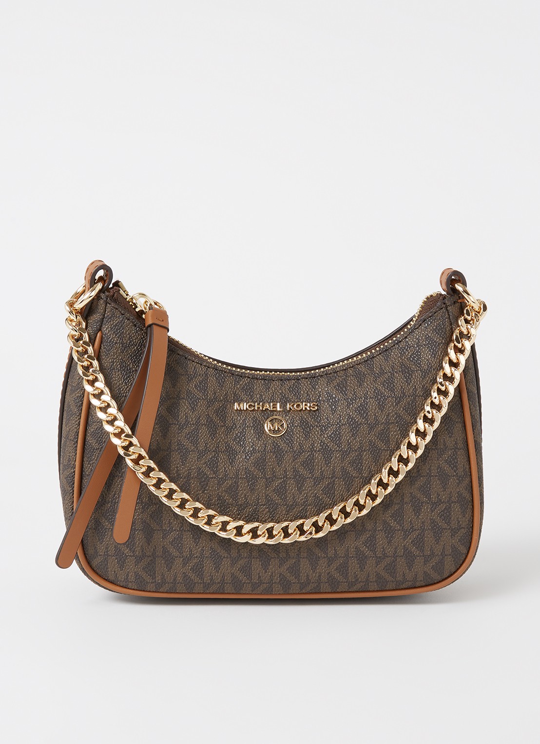 Michael Kors Jet Set Small schoudertas met leren details - voorkant 4 donkerbruin