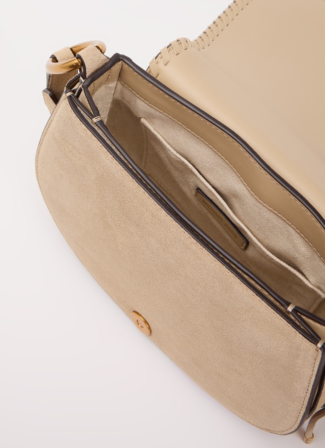 Michael Kors Josie crossbodytas van suède - detail 3 khaki