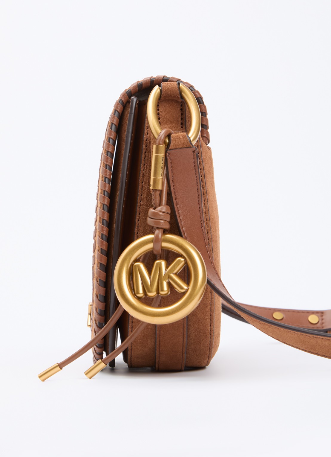 Michael Kors Josie schoudertas van suède met afneembare schouderriem - detail 3 cognac