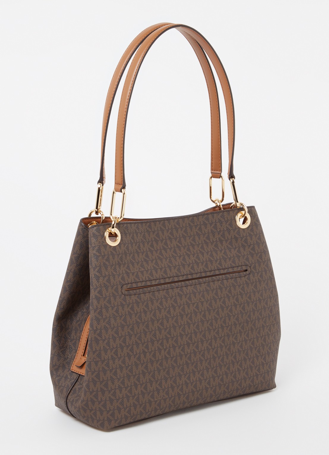 Michael Kors Kensington Large schoudertas met logoprint - achterkant bruin
