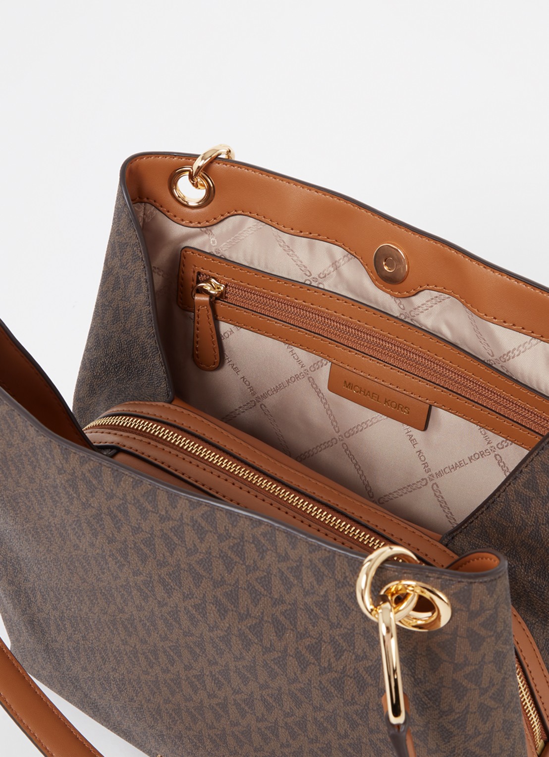 Michael Kors Kensington Large schoudertas met logoprint - detail 4 bruin