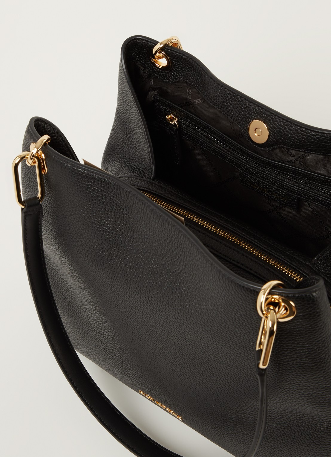 Michael Kors Kensington schoudertas van leer  - detail zwart