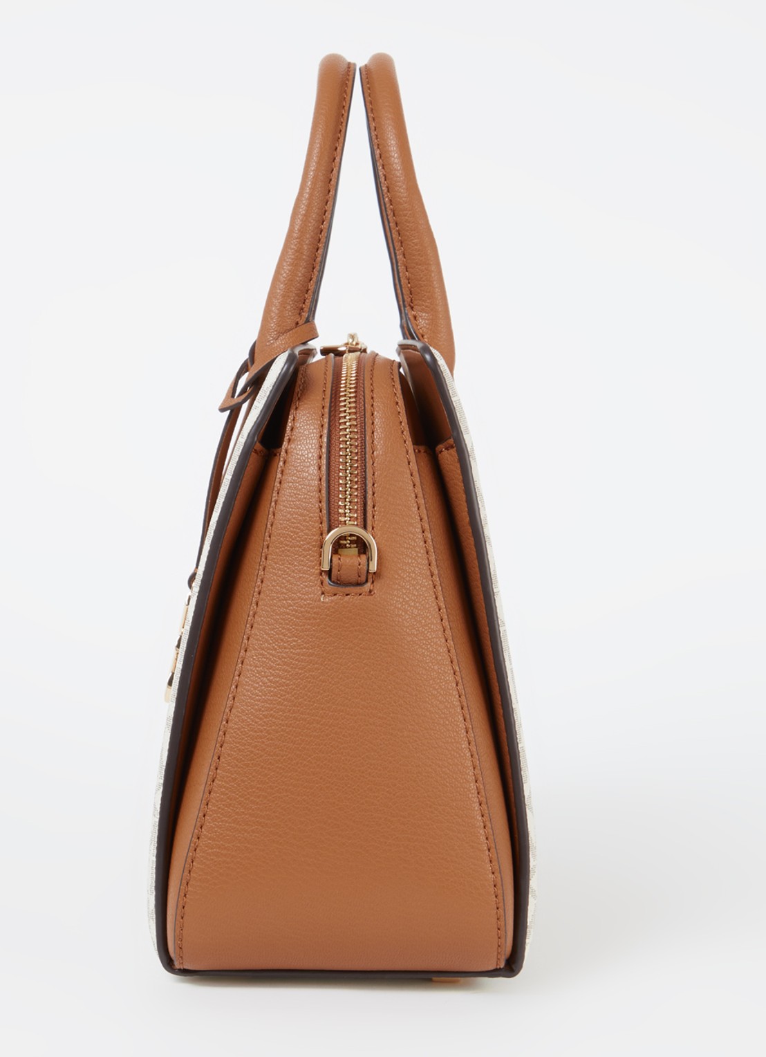 Michael Kors Laila handtas met logoprint en leren details - detail 6 cognac