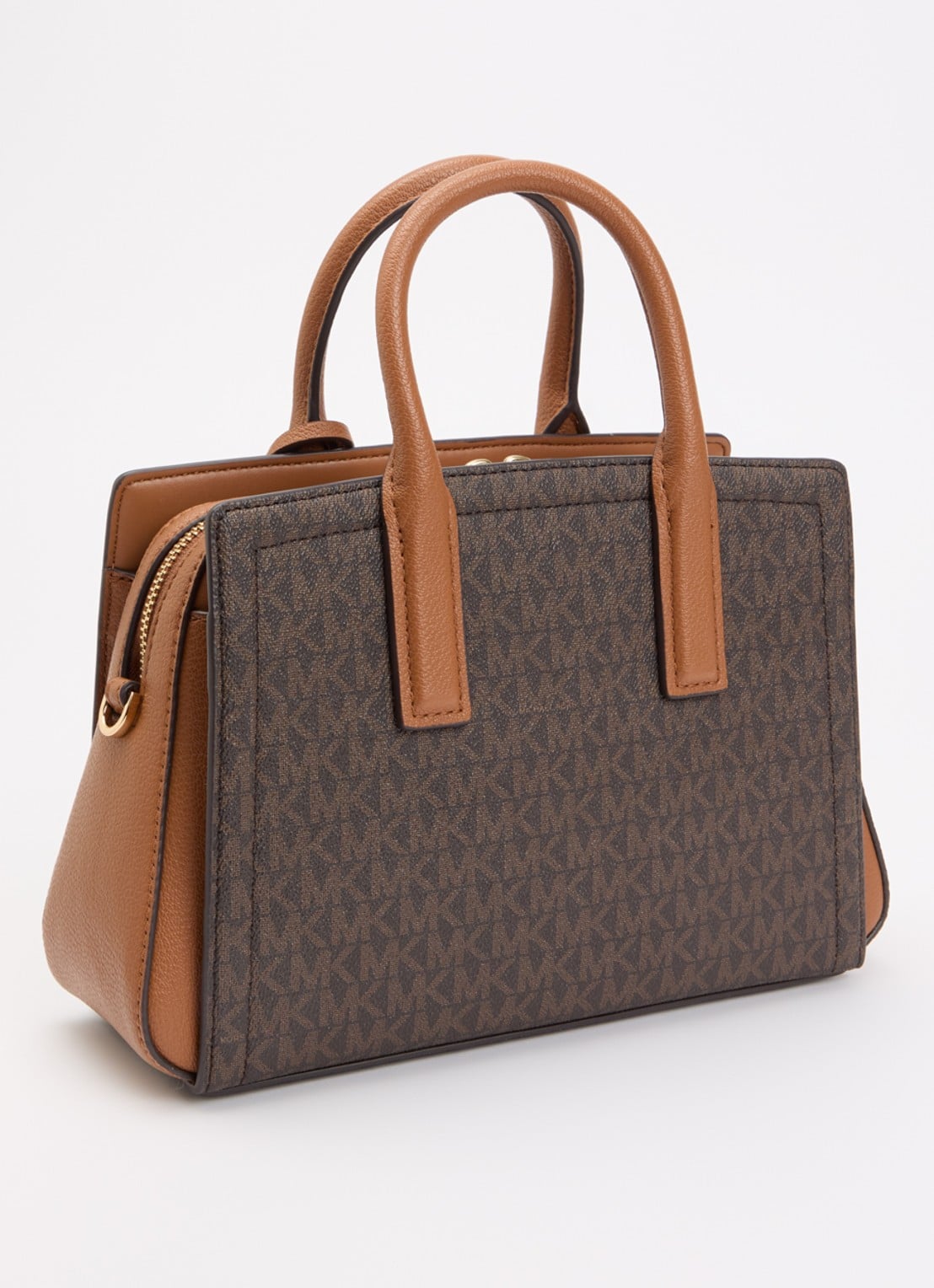 Michael Kors Laila handtas met logoprint en leren details - achterkant donkerbruin
