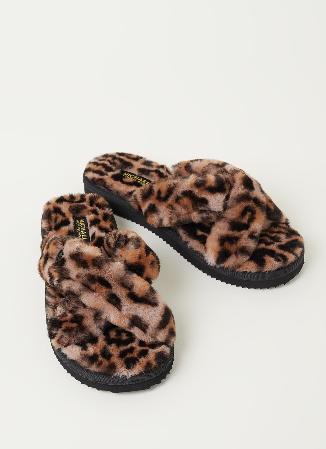 Michael Kors Lala pantoffel met panterprint - detail 3 bruin