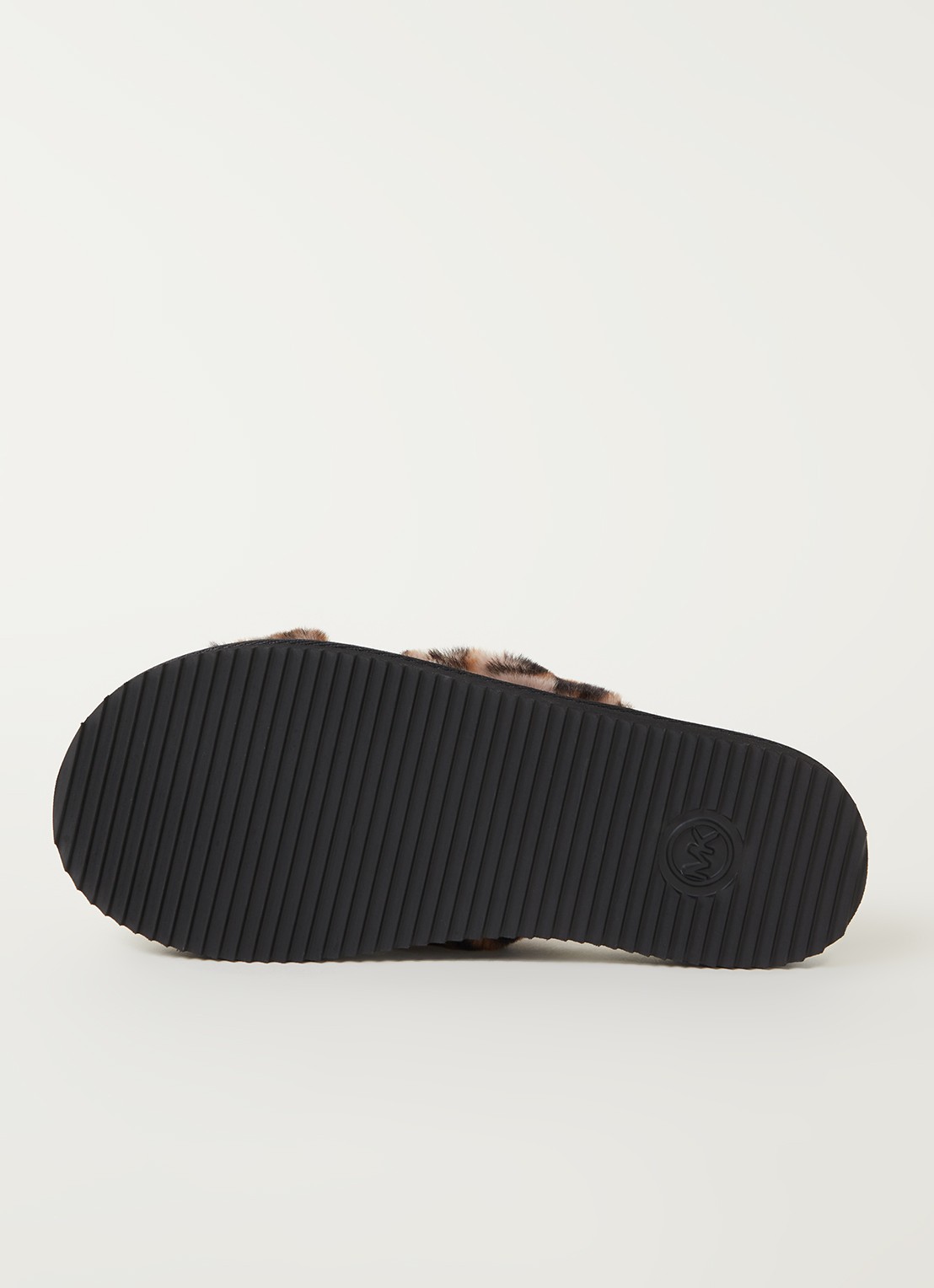 Michael Kors Lala pantoffel met panterprint - detail 4 bruin