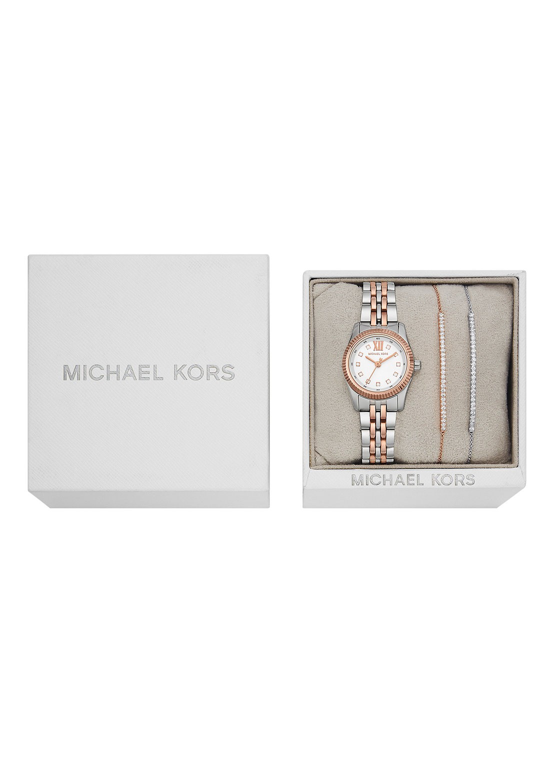 Michael Kors Lexington horloge en armbanden set van 3 MK4817SET - detail 4 zilver