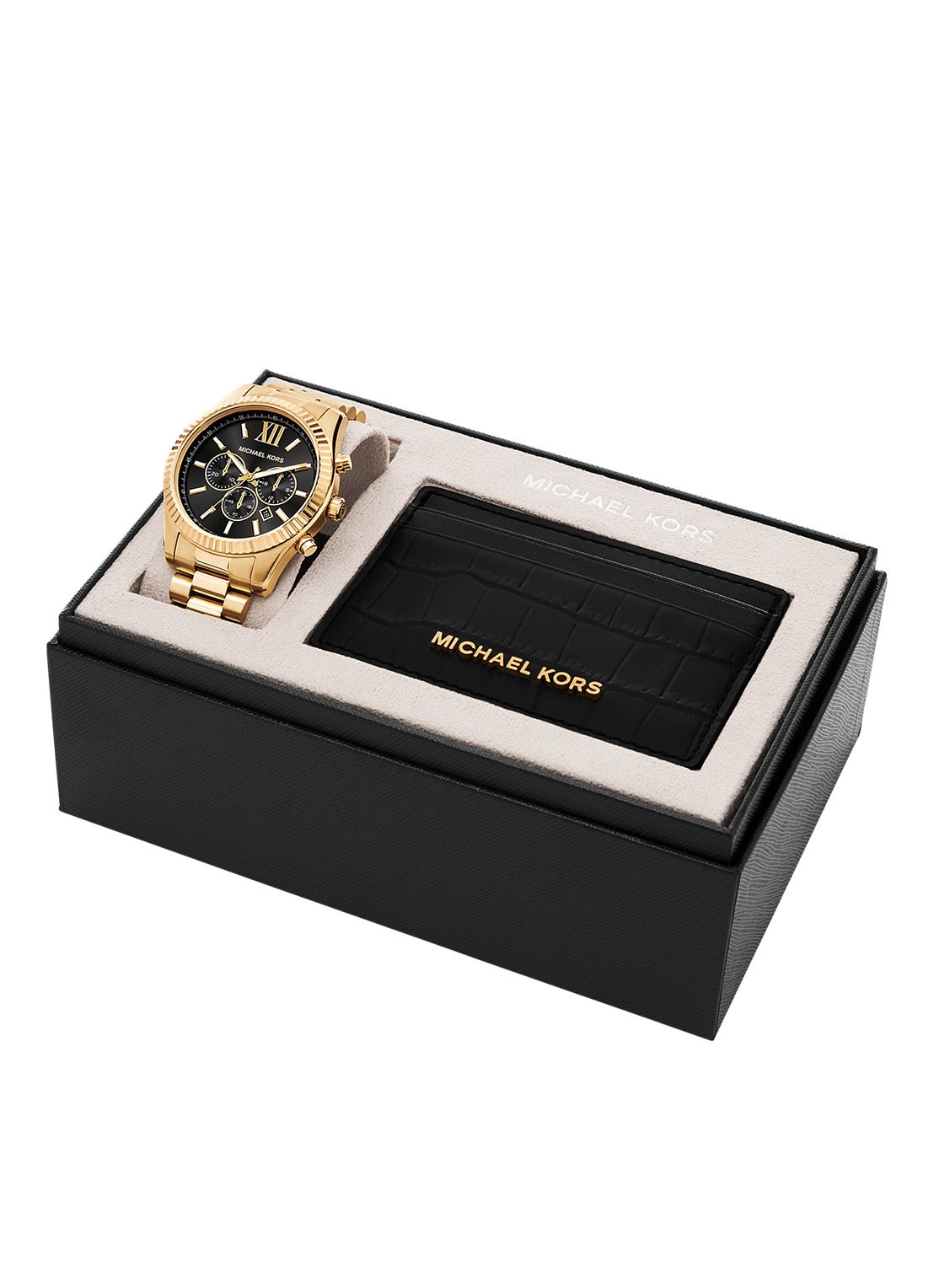 Michael Kors Lexington horloge en pasjeshouder set 2 MK9245SET - detail 3 goud