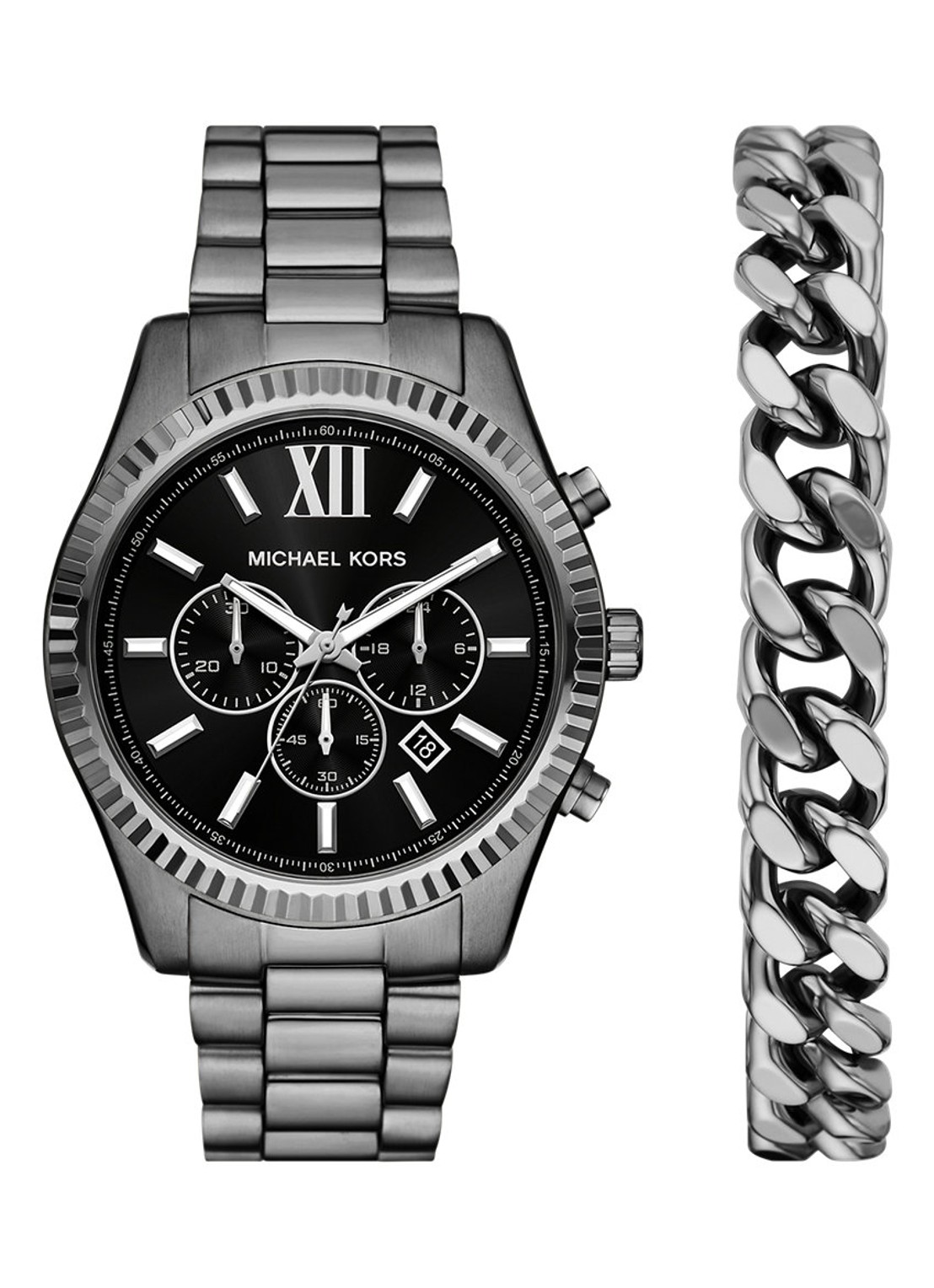 Michael Kors Lexington horloge met armband in set van 2 MK9217SET - voorkant zilver