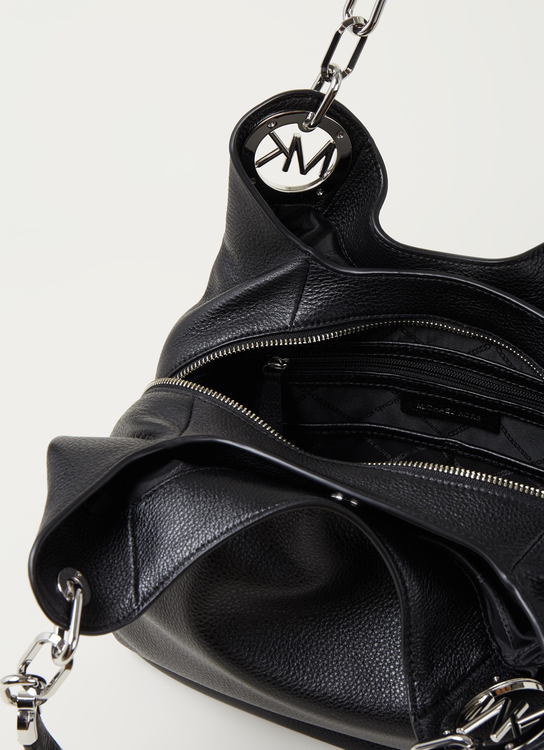 Michael Kors Lillie Large schoudertas van leer  - detail 3 zwart