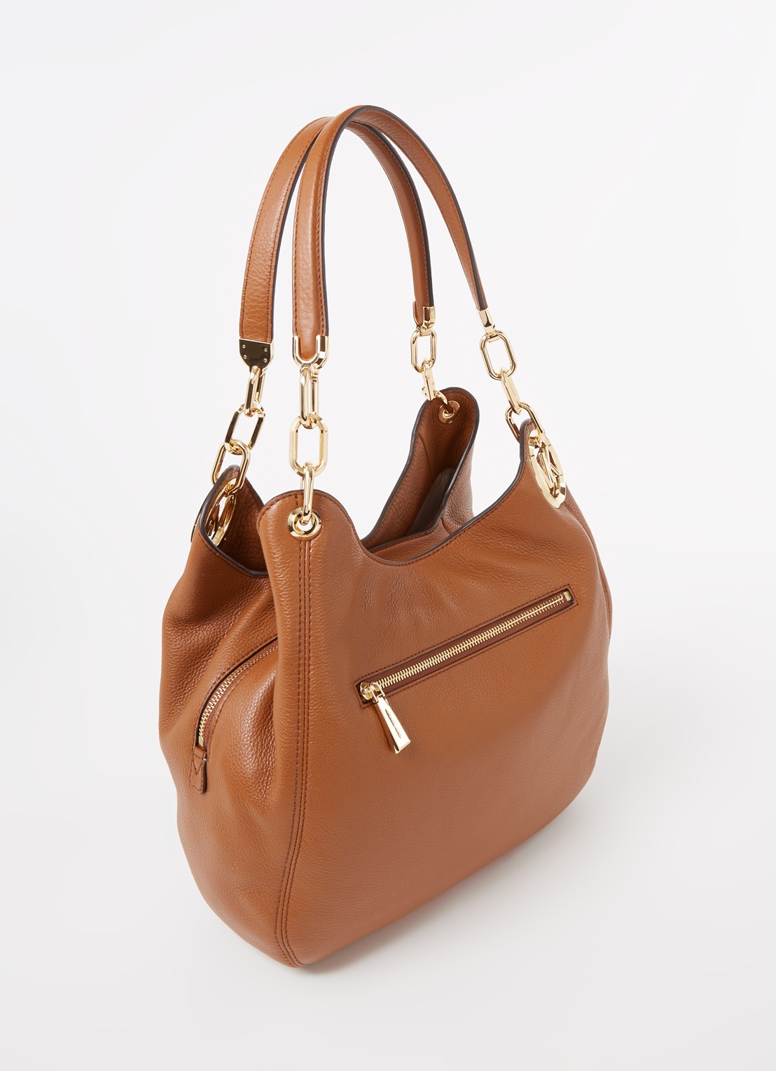 Michael Kors Lillie Large schoudertas van leer  - achterkant 4 roestbruin
