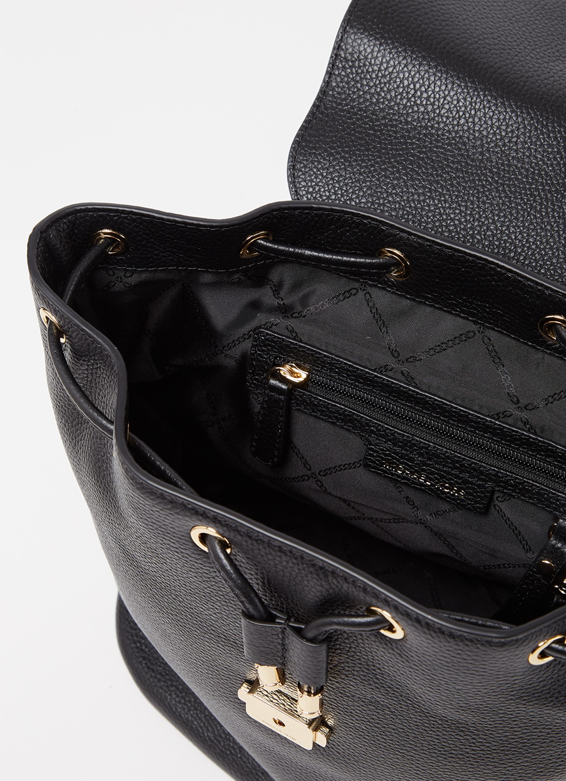 Michael Kors Mina Large rugzak van leer - detail zwart