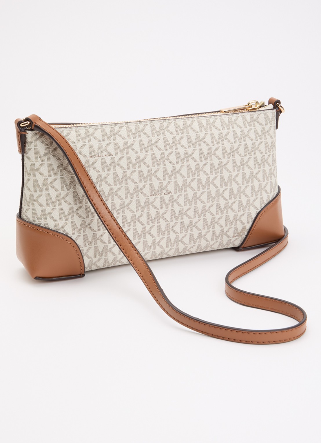Michael Kors Murphy crossbodytas van leer met logoprint - achterkant 3 camel