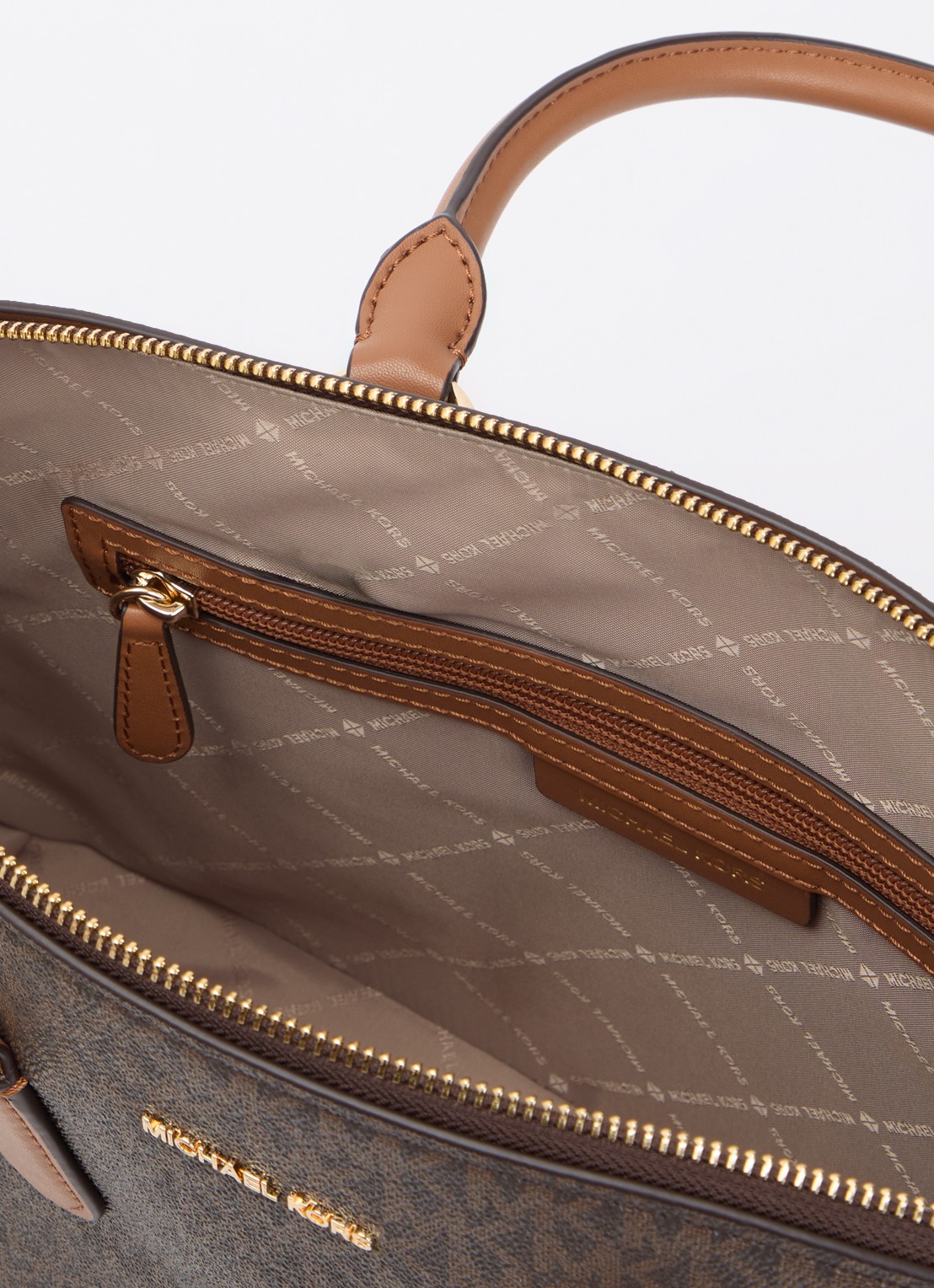 Michael Kors Murphy handtas met logoprint en leren details  - detail 5 bruin