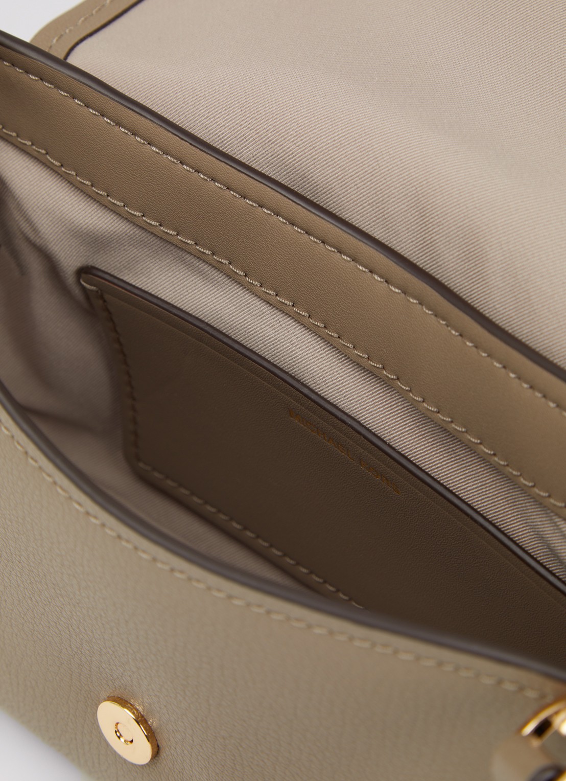 Michael Kors Nessa crossbodytas van leer met afneembare schouderriem - detail 2 lichtgrijs