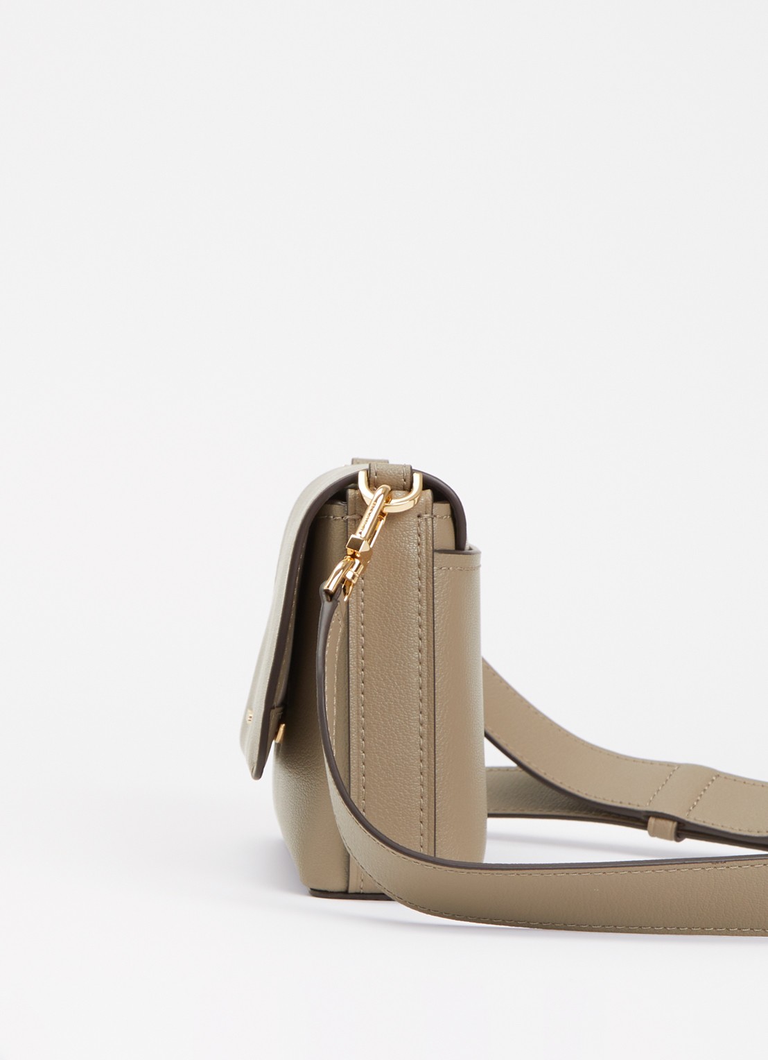 Michael Kors Nessa crossbodytas van leer met afneembare schouderriem - detail 3 lichtgrijs