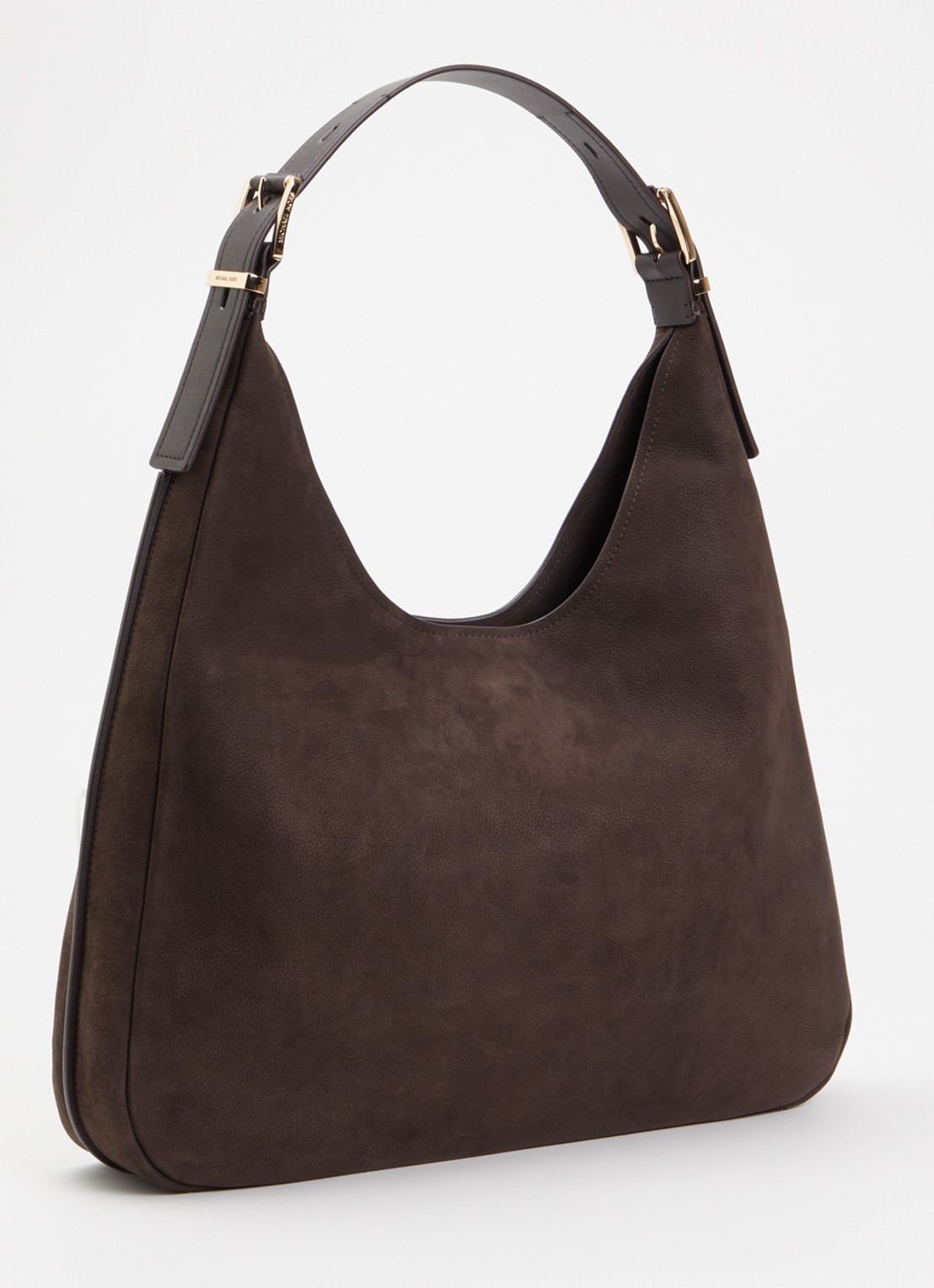 Michael Kors Nolita Large schoudertas van nubuck met verstelbare schouderriem - achterkant donkerbruin