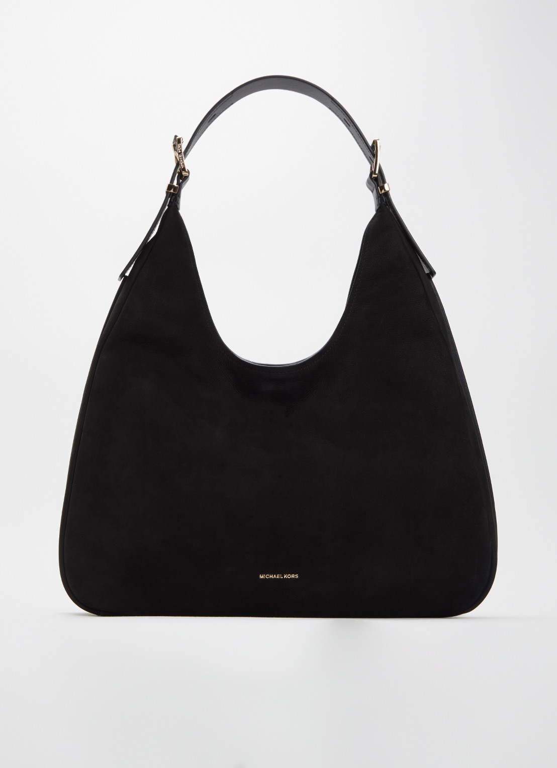 Michael Kors Nolita Large schoudertas van nubuck met verstelbare schouderriem - voorkant 5 zwart