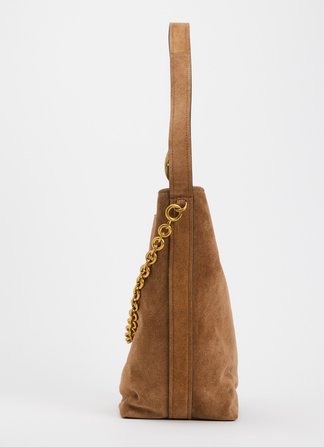 Michael Kors Nolita Large schoudertas van suède met verstelbare schouderriem - detail 3 roestbruin